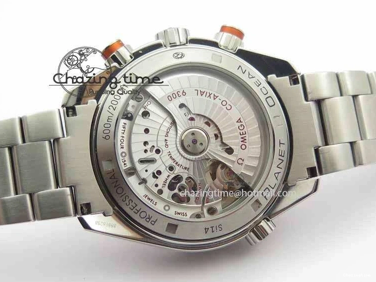 0320 Sophisticated Planet Ocean Master Chronometer Chrono SS OM 1:1 Best Edition Orange On SS Bracelet A 8156